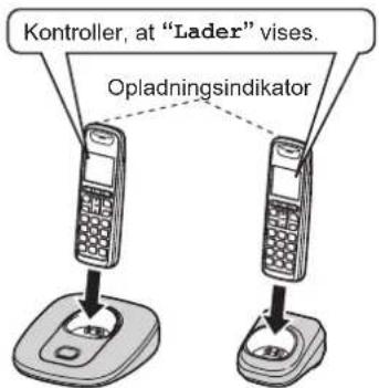 Kontroller, at "Lader" vises. Opladningsindikator