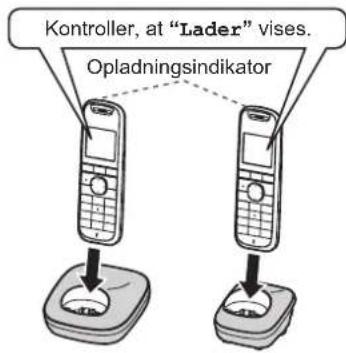 Kontroller, at "Lader" vises. Opladningsindikator