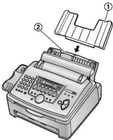 PANASONIC KX-FL611NE - Sæt papirbakken (①) ind i slidsen (②) på bagsiden af apparatet. - 1