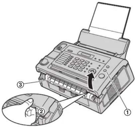 PANASONIC KX-FL421GR - Αν το χαρτί έχει μπλοκάρει κοντά στις μονάδες γραφίτη και τυμπάνου - 1