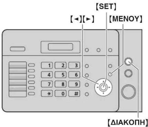 [SET] [◀][▶] [MENOY] 1 2 3 4 5 6 7 8 9 * 0 # [ΔΙΑΚΟΠΗ]