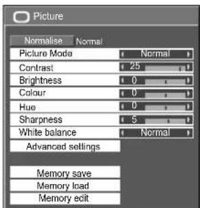 PANASONIC TH-65PB1EK - Menuen Picture Menuen Setup Menuen Pos./Size Menuen Sound - 1