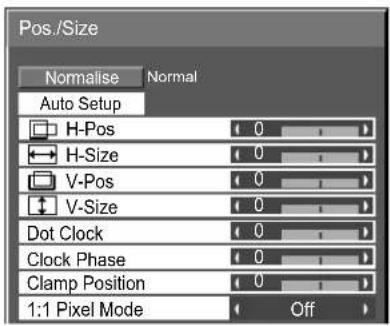 PANASONIC TH-65PB1EK - Indstilling af Pos./Size (position/størrelse) - 2