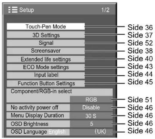 PANASONIC TH-65PB1EK - Menuen Setup - 3