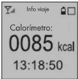 Info viaje Calorímetro: 0085 kcal 13:18:50
