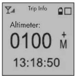 Trip Info Altimeter: 0100 M 13:18:50