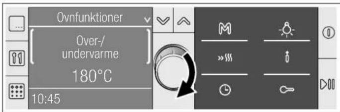 Ovnfunktioner Over-/undervarme 180°C 10:45