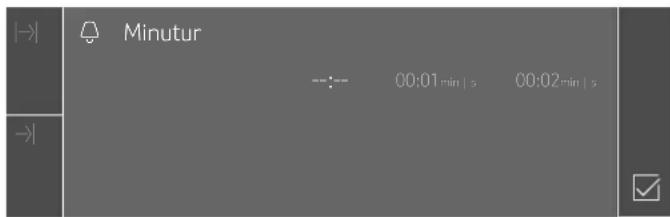|→| Minutur ---:--- 00:01 min | s 00:02 min | s →|