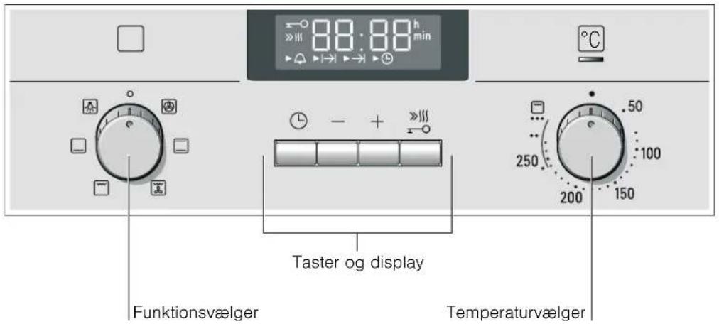 88:88 h min - + Taster og display Funktionsvælger Temperaturvælger