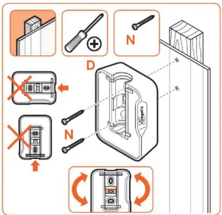 Diagram illustrating the installation of a door panel with screw and nut components, showing disassembly and reassembly steps.