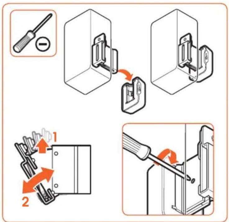 Technical diagram illustrating a mechanical assembly process with numbered steps and component illustrations