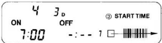 4 3D ON OFF 7:00 - : - - 1 START TIME