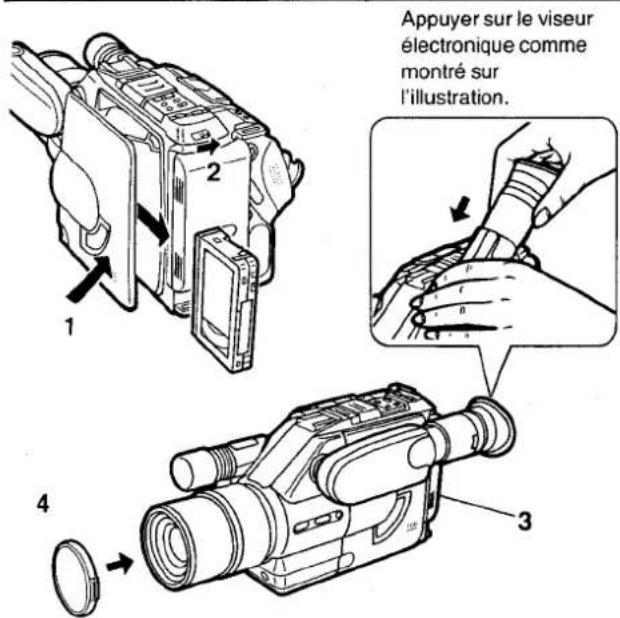 Appuyer sur le viseur électronique comme montré sur l'illustration. 1 2 3 4