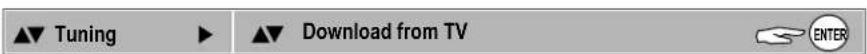 ▲▼ Tuning ▶ ▲▼ Download from TV ENTER