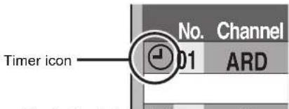 Timer icon No. Channel 01 ARD