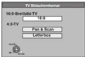 TV Bildschirmformat 16:9-Breitbild-TV 16:9 4:3-TV Pan & Scan Letterbox