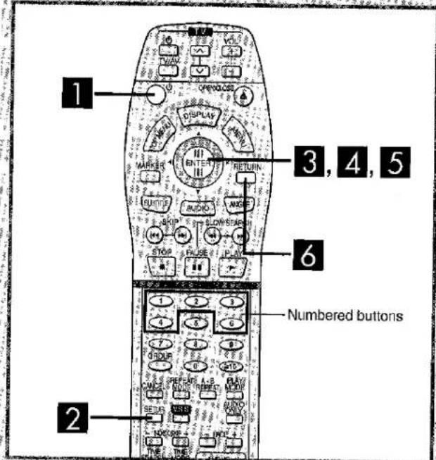 1 2 3, 4, 5 6 Numbered buttons