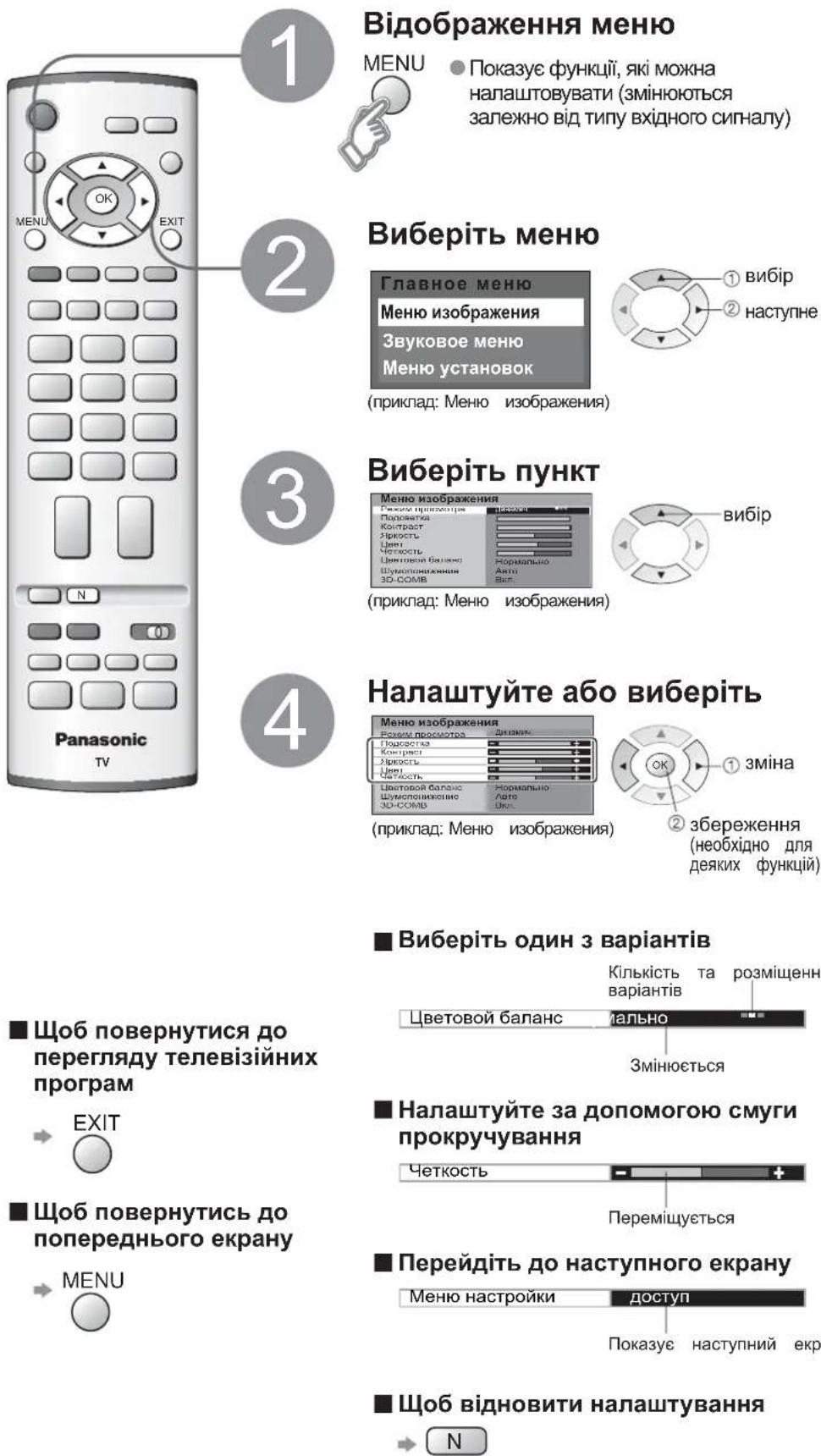 PANASONIC Viera TX-R32LM70 - Використання функцій меню - 1