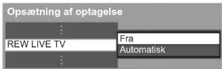 Opsætning af optagelse ... REW LIVE TV ... Fra Automatisk