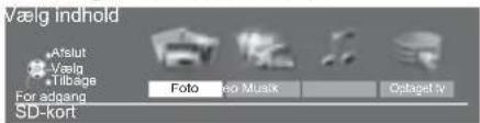 Vælg indhold Vælsut Vælg Tilbægs For adgang SD-kort Foto Neuro Musik Octaget IV