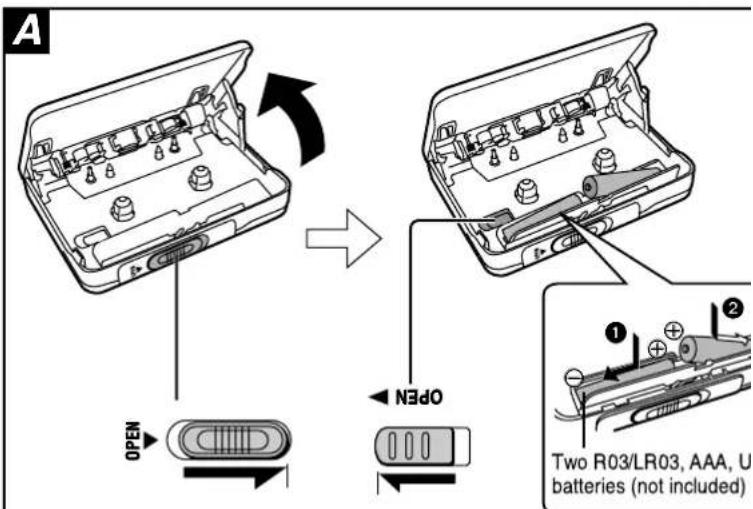 A OPEN NEN Two R03/LR03, AAA, U batteries (not included)