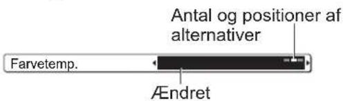 Farvetemp. Antal og positioner af alternativer Ændret
