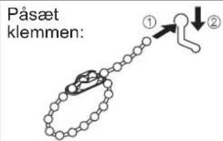 Påsæt klemmen: ① ②