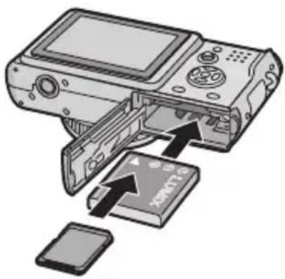 PANASONIC Lumix DMC-LX1E - Isæt batteriet og kortet. (Side 13, 14) - 1