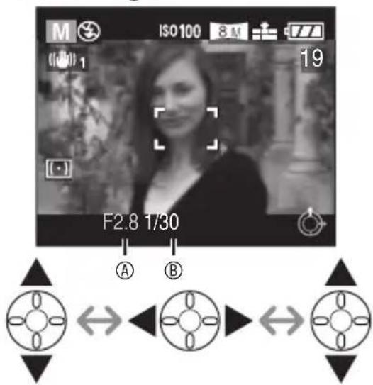 PANASONIC Lumix DMC-LX1E - Indstil blændeværdien og lukkerhastigheden. - 1