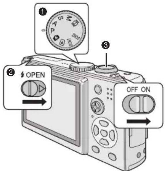 PANASONIC Lumix DMC-LX1E - Tænd kameraet for at gøre det klar til at tage billeder. - 1