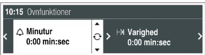 10:15 Ovnfunktioner Minutur 0:00 min:sec Varighed 0:00 min:sec