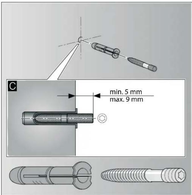 C min. 5 mm max. 9 mm