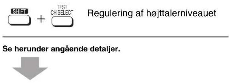 SCHET + TEST CH SELECT Regulering af højttalerniveauet Se herunder angående detaljer.