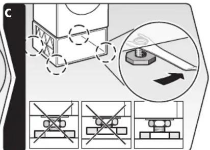 Technical diagram illustrating a mechanical assembly with cross-sectional views and directional arrows, labeled 'C' in the corner.