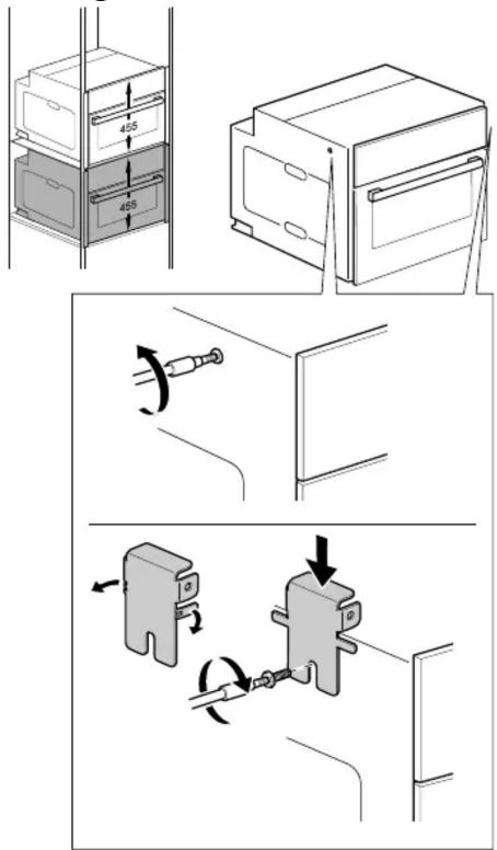 Technical diagram showing mechanical assembly steps with labeled dimensions and directional arrows indicating motion or movement.