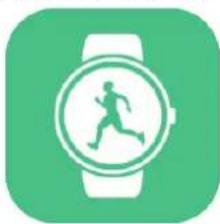 Green square icon with a white wristwatch and running figure inside (no text or symbols)