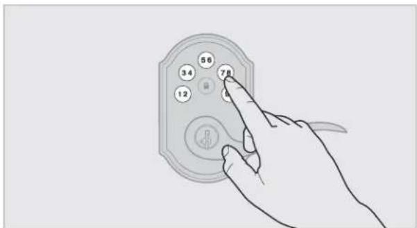 Hand holding a remote control device with numbered buttons and a 'OK' button, illustrating navigation or status.