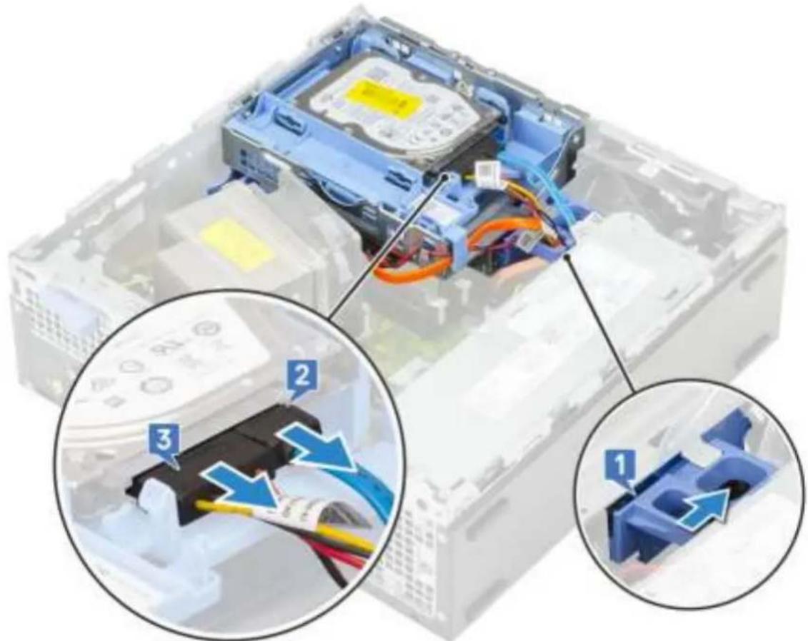 Diagram of an electronic device showing internal components with numbered annotations highlighting key parts.