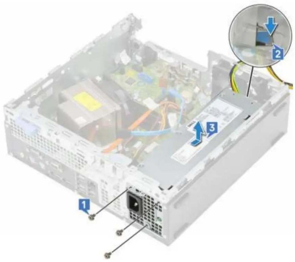 Diagram of a computer drive showing labeled components including power, switch, and cable connections with numbered annotations.
