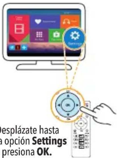 desplázate hasta a opción Settings presiona OK.