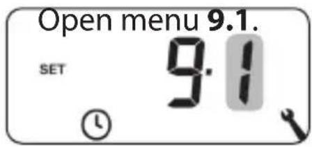 Open menu 9.1. SET 9.1