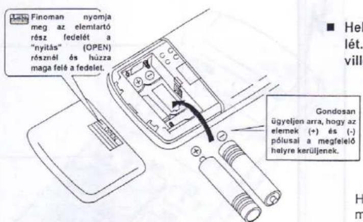 PANASONIC CU-MC140KE - Az elemek behelyezése a távvezérlőbe - 1
