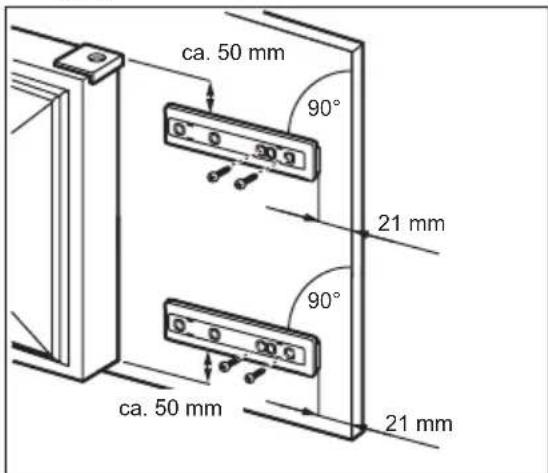 ca. 50 mm 90° 21 mm 90° ca. 50 mm 21 mm