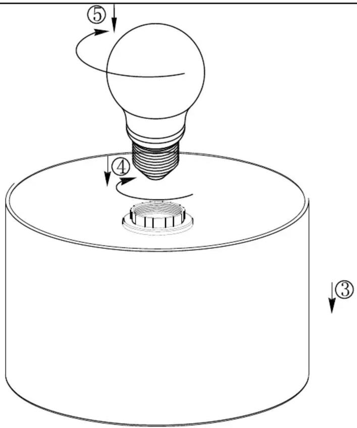 Diagram illustrating light bulb rolling process with numbered steps and directional arrows