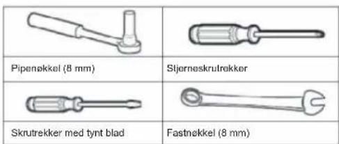 Pipenøkkel (8 mm) Sljorneskrutrekker Skrutrekker med tynt blad Fastnøkkel (8 mm)