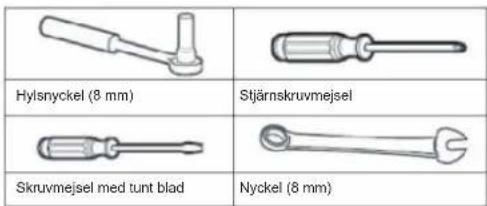 Hylsnyckel (8 mm) Stjärnskruvmejsel Skruvmejsel med tunt blad Nyckel (8 mm)