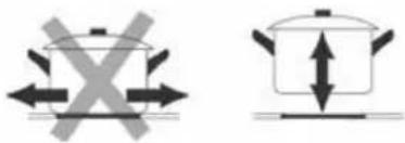 Diagram showing two cooking pots with crossed arrows indicating heating or cooling conditions, likely representing cooking or cooking process.
