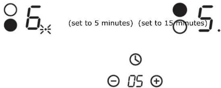 6 ( set to 5 minutes ) ( set to 15 minutes ) 5. ① ② 05 +