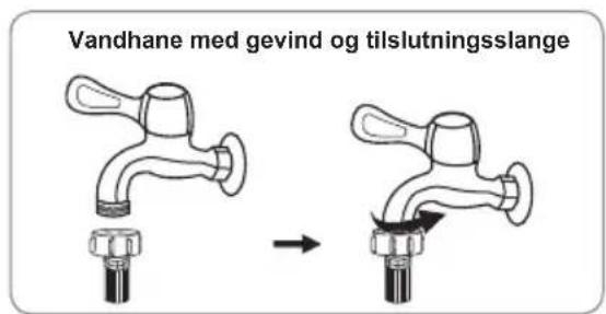 Vandhane med gevind og tilslutningsslange
