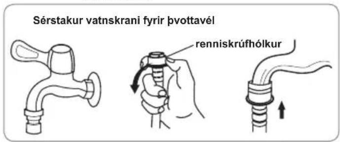 Sérstakur vatnskrani fyrir pvottavél renniskrúfhólkur